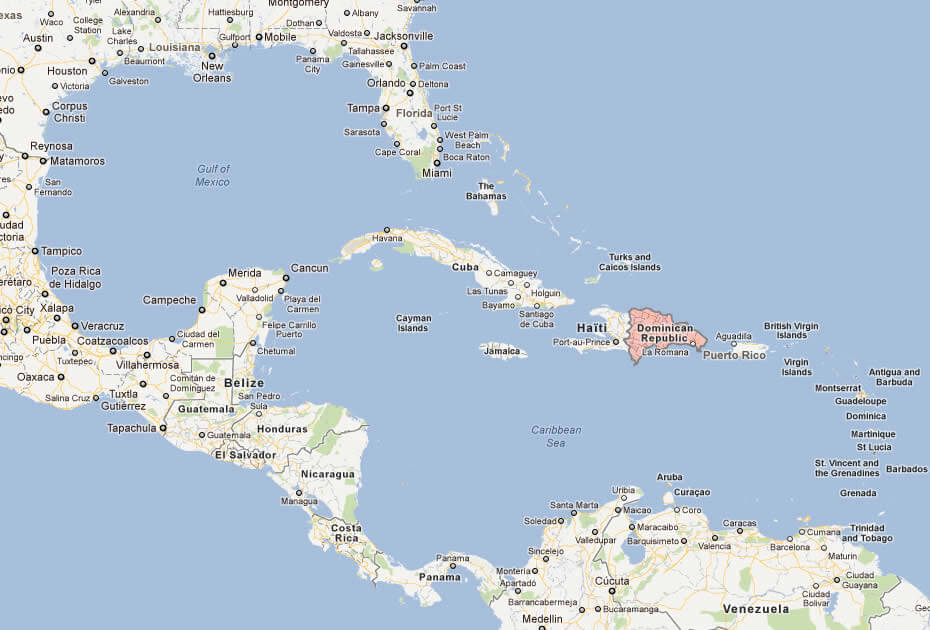 Map of Dominican Republic Caribbean